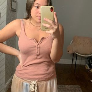 Pink Snap Up Tank Top